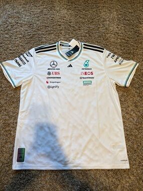 Mercedes AMG Petronas White Men's Team Jersey MSRP 150$